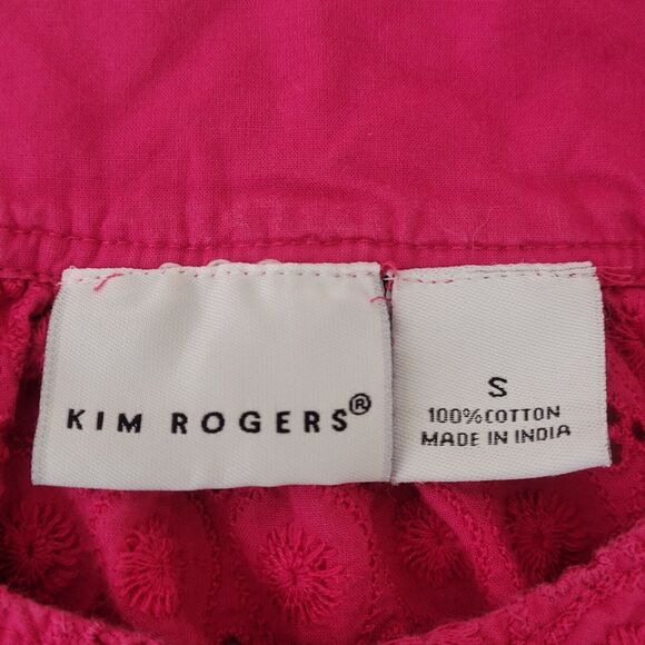 Kim Rogers Pink Eyelet Barbiecore Short Sleeve Bolero Shrug Cardigan Top Small - Picture 4 of 6